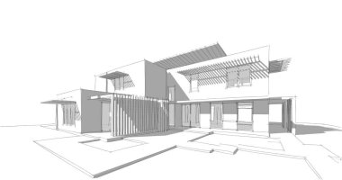 Ev kavramı kroki 3d çizim