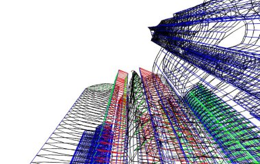 Binanın mimari 3d çizim çizim ev