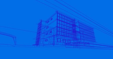 Binanın mimari 3d çizim çizim ev