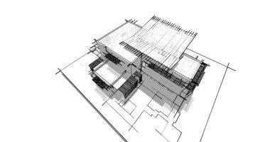 Ev kavramı kroki 3d çizim