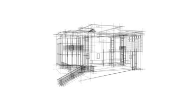 Arkaplanda mimari bina 3d illüstrasyon,