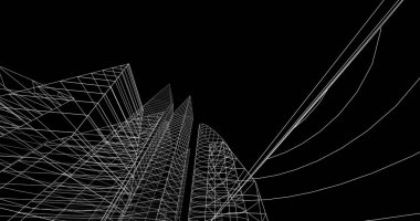 şehir mimarisi ve binalar 3D çizimi 