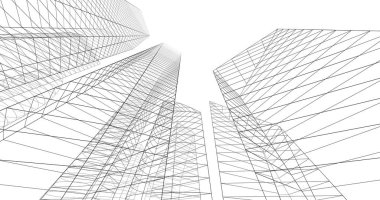 şehir mimarisi ve binalar 3D çizimi 