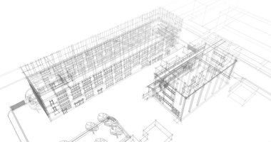 mimari çizimleri 3B illüstrasyon - illüstrasyon