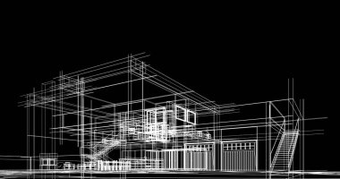 mimari çizimleri 3B illüstrasyon - illüstrasyon