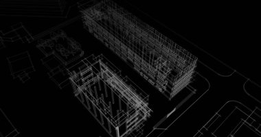 Binanın mimari 3d çizim çizim ev