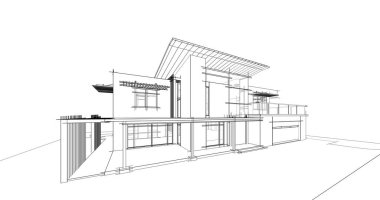 Ev kavramı kroki 3d çizim