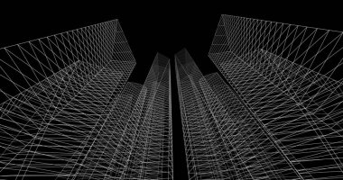 şehir mimarisi ve binalar 3D çizimi 