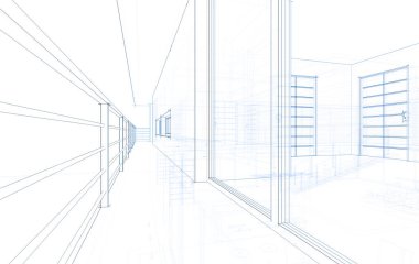 mimari çizimleri 3B illüstrasyon - illüstrasyon