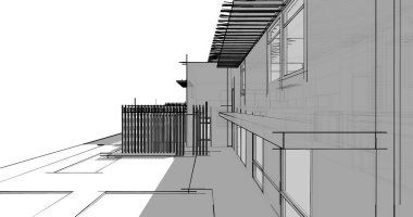 Ev kavramı kroki 3d çizim