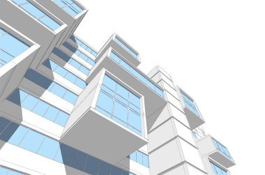 mimari çizimleri 3B illüstrasyon - illüstrasyon