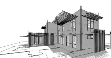 Ev kavramı kroki 3d çizim