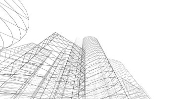 şehir mimarisi ve binalar 3D çizimi 