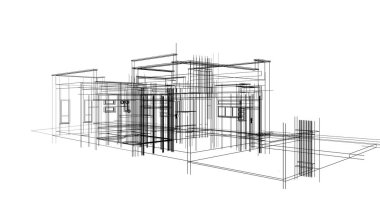 Ev kavramı kroki 3d çizim