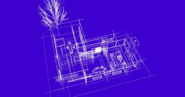 Binanın mimari 3d çizim çizim ev