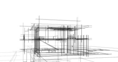 Ev kavramı kroki 3d çizim