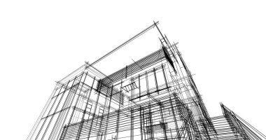 Ev kavramı kroki 3d çizim