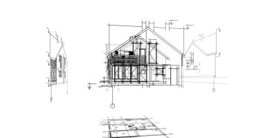 Binanın mimari 3d çizim çizim ev