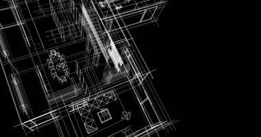 mimari çizimleri 3B illüstrasyon - illüstrasyon