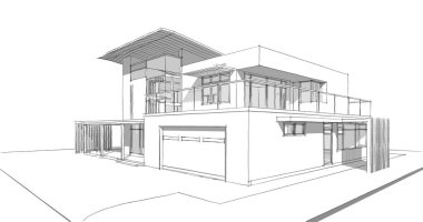 Ev kavramı kroki 3d çizim