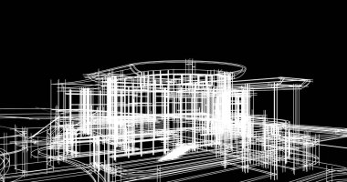 Arkaplanda mimari bina 3d illüstrasyon,