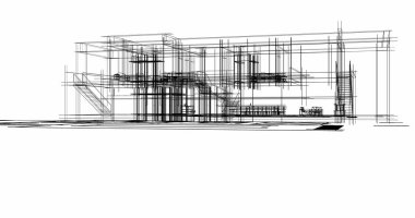 Ev kavramı kroki 3d çizim