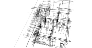 Ev kavramı kroki 3d çizim