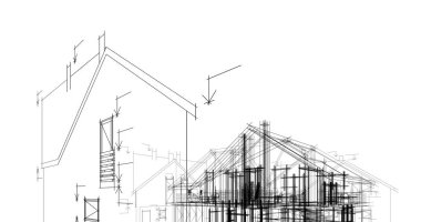 mimari çizimleri 3B illüstrasyon - illüstrasyon