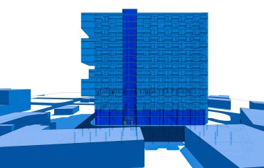 şehir mimarisi ve binalar 3D çizimi 