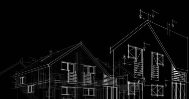 mimari çizimleri 3B illüstrasyon - illüstrasyon