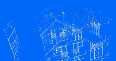 mimari çizimleri 3B illüstrasyon - illüstrasyon