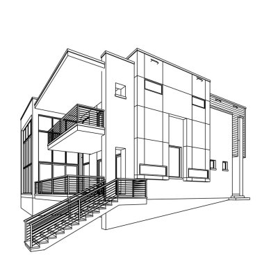 Ev kavramı kroki 3d çizim