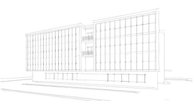 Binanın mimari 3d çizim çizim ev