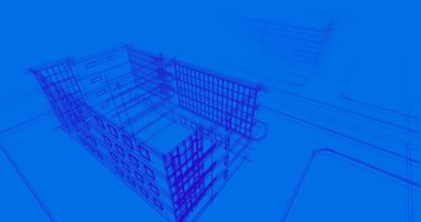 Binanın mimari 3d çizim çizim ev