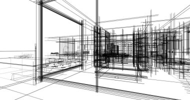 Ev kavramı kroki 3d çizim