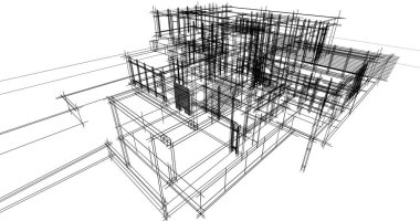 Ev kavramı kroki 3d çizim