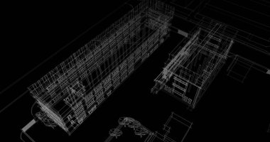 Binanın mimari 3d çizim çizim ev