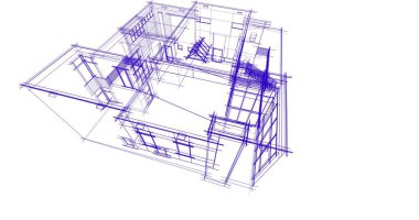 Ev kavramı kroki 3d çizim