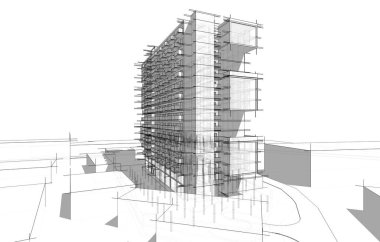 mimari çizimleri 3B illüstrasyon - illüstrasyon