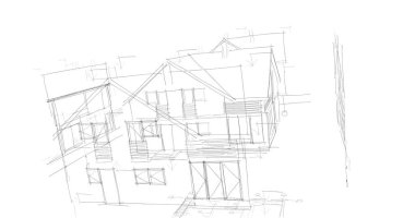 mimari çizimleri 3B illüstrasyon - illüstrasyon