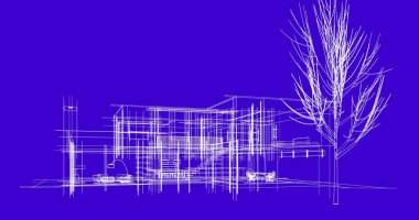 mimari çizimleri 3B illüstrasyon - illüstrasyon