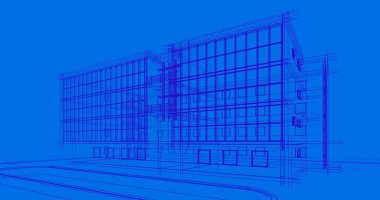 Binanın mimari 3d çizim çizim ev