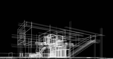 mimari çizimleri 3B illüstrasyon - illüstrasyon