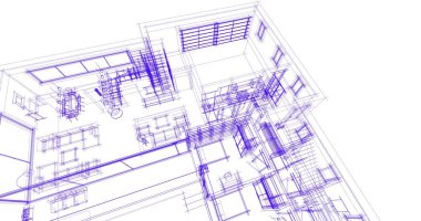 Ev kavramı kroki 3d çizim