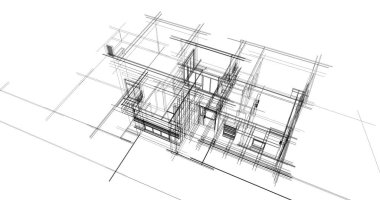 Ev kavramı kroki 3d çizim