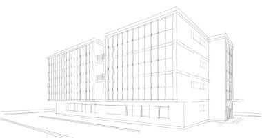 Binanın mimari 3d çizim çizim ev