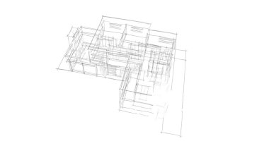 Binanın mimari 3d çizim çizim ev