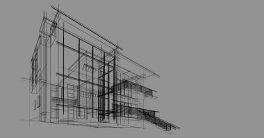 Ev kavramı kroki 3d çizim