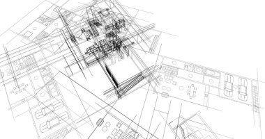 mimari çizimleri 3B illüstrasyon - illüstrasyon