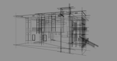 Ev kavramı kroki 3d çizim